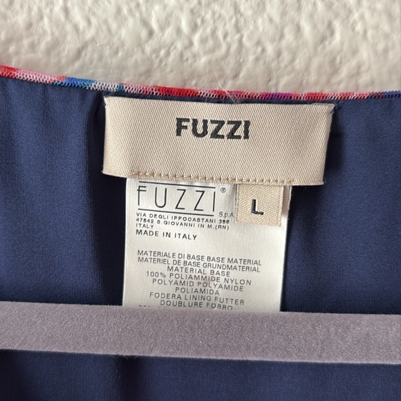 Fuzzi Dress Size Large Floral Ruffle Bodycon V Neck Short Sleeve Italy B13 - Picture 2 of 5